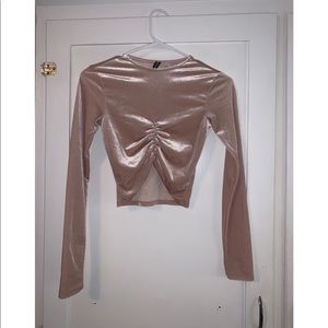 Velvet blush cropped long sleeve